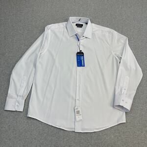 Nautica Slim Fit Performance Super Shirt Mens L White Stretch Wrinkle Resistant